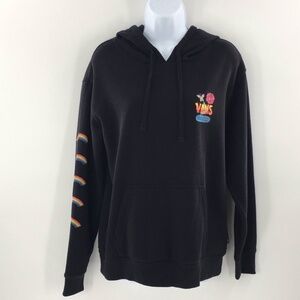 Vans Crayola Women Sweatshirt Black Floral Graphic Pullover Hoodie Sz Small